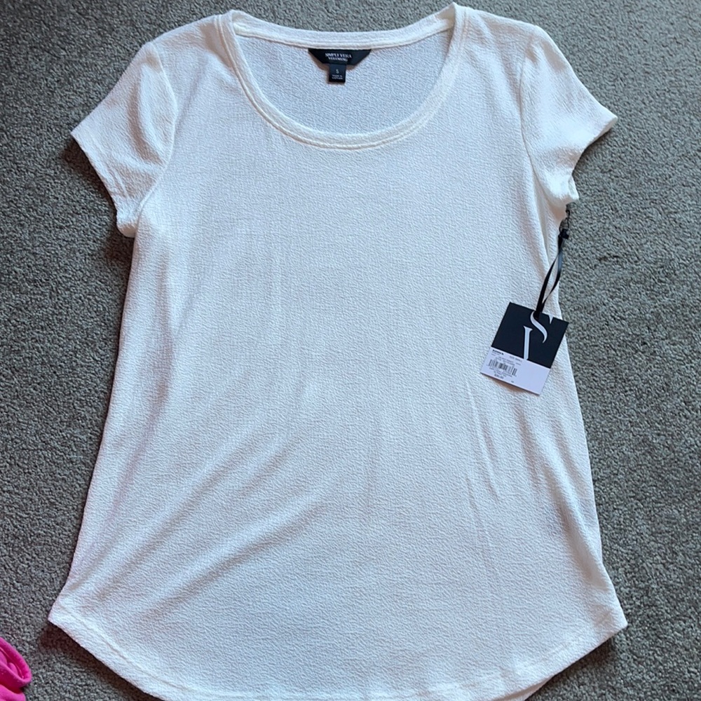 White Vera Wang short sleeve shirt size small